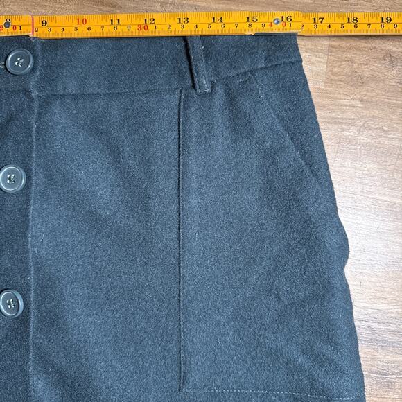 Vintage Eddie Bauer Forest Green Mercer Fit Button Front Wool Blend Skirt Size 6 - Picture 2 of 8